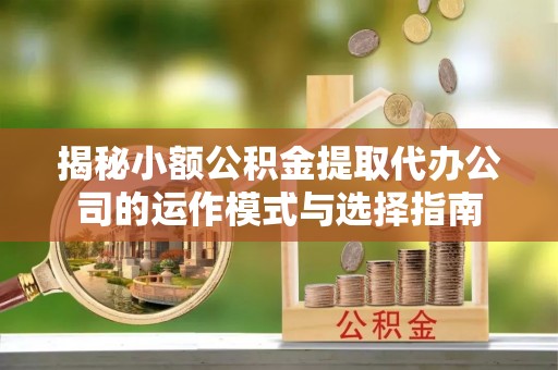 茂林揭秘小额公积金提取代办公司的运作模式与选择指南