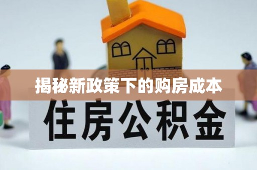 茂林揭秘新政策下的购房成本